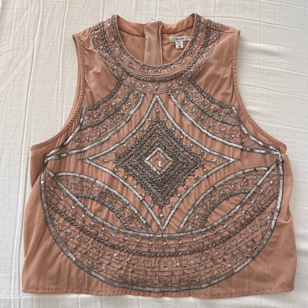 Ecote Beaded Embellished Sleeveless Top – Size M